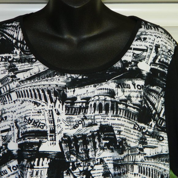 2 for/ $25 Red Coral Global Landmarks Graphic Asymmetrical Blouse Size-XL - Picture 5 of 14